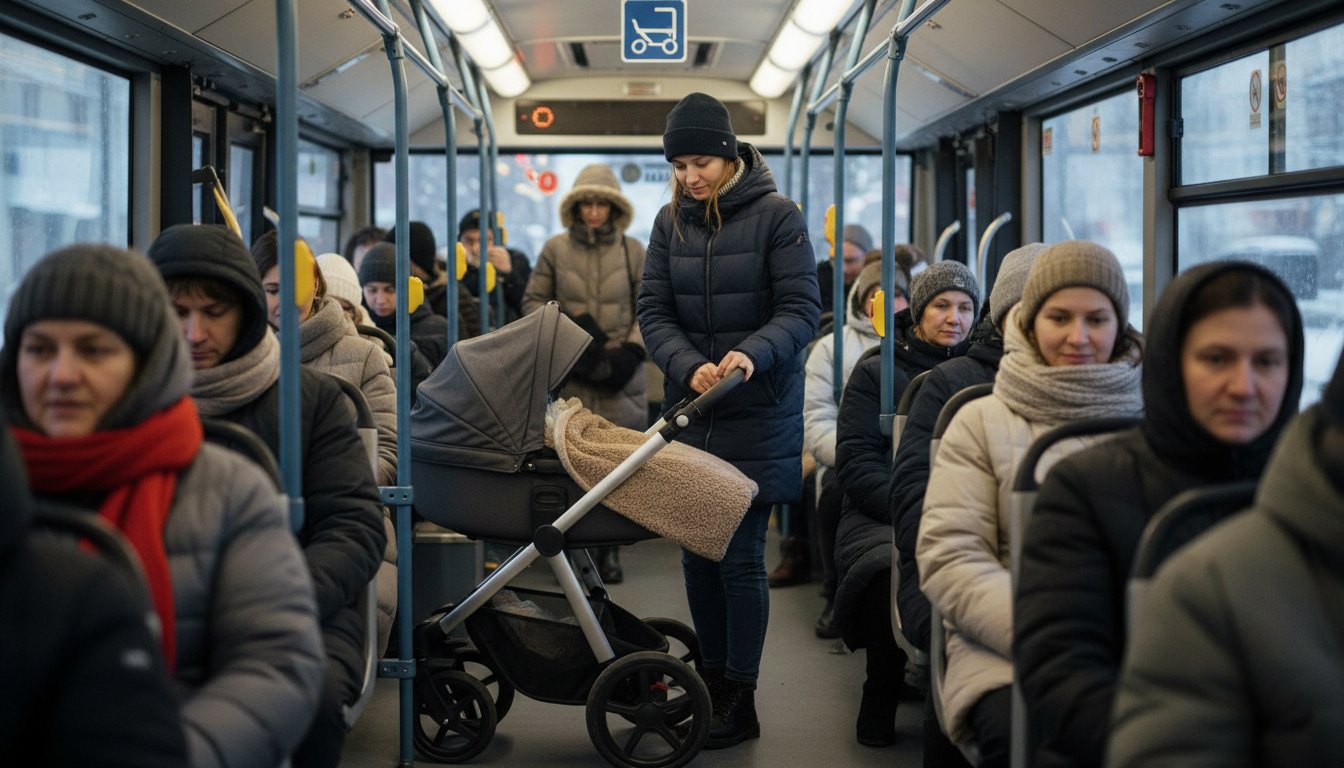 Коляска в общественном транспорте зимой: как добраться безопасно