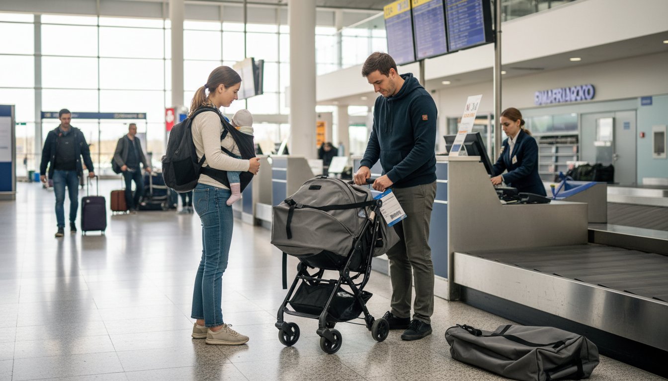 Перевозка коляски в самолёте: как сдать, защитить и получить обратно